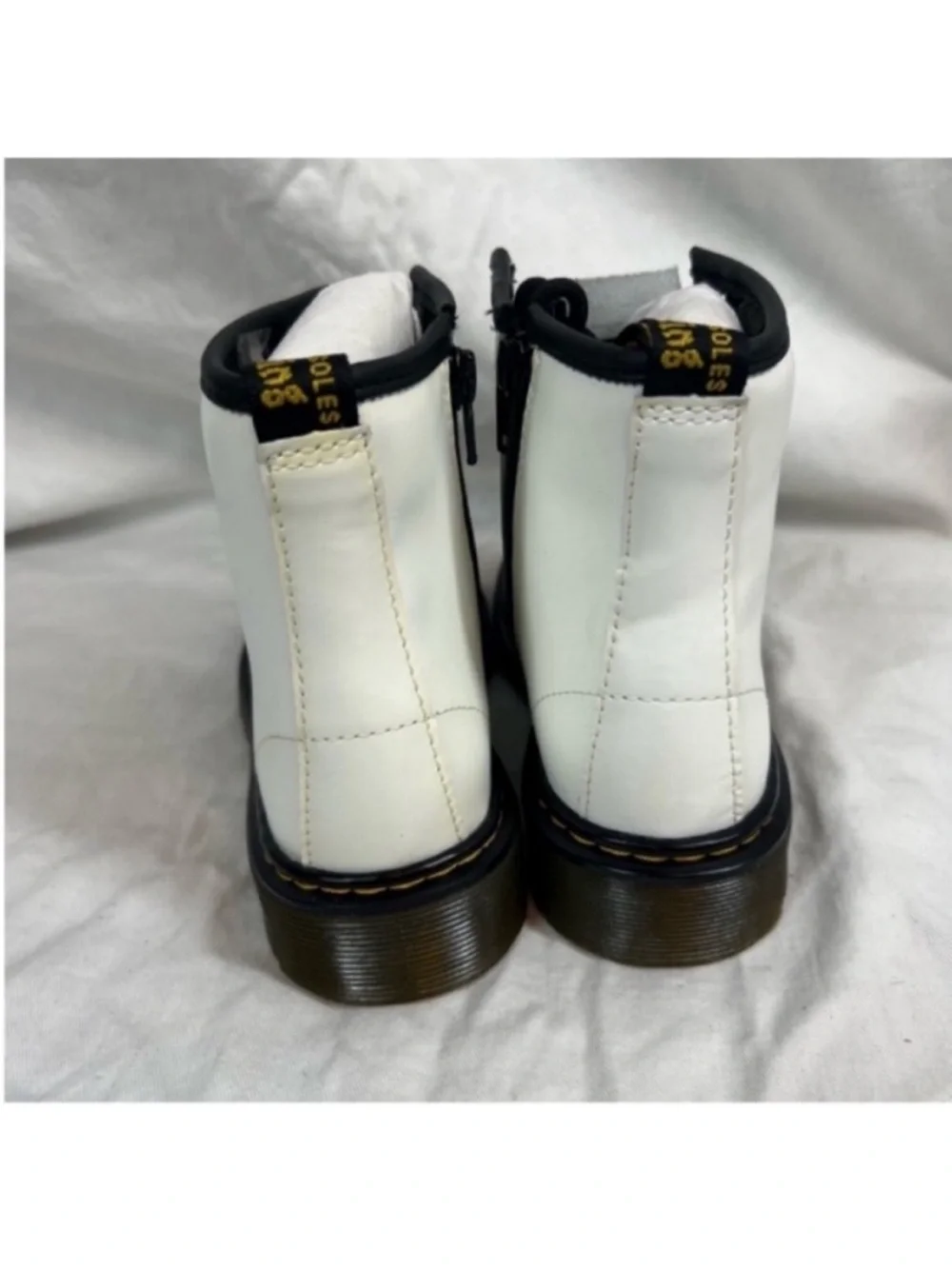Dr. Martens Romario 1460 white leather lace up side zip boots girls 2